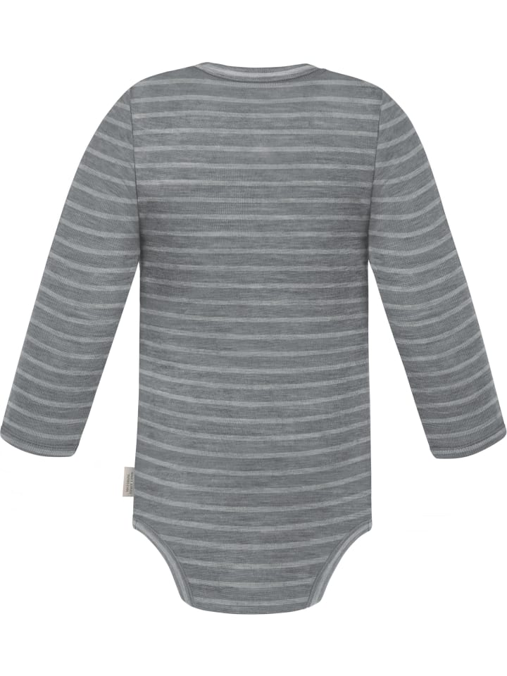 Normani Outdoor Sports Детский боди с длинными рукавами из мериносовой шерсти Tuai в серую полоску — фото 2
