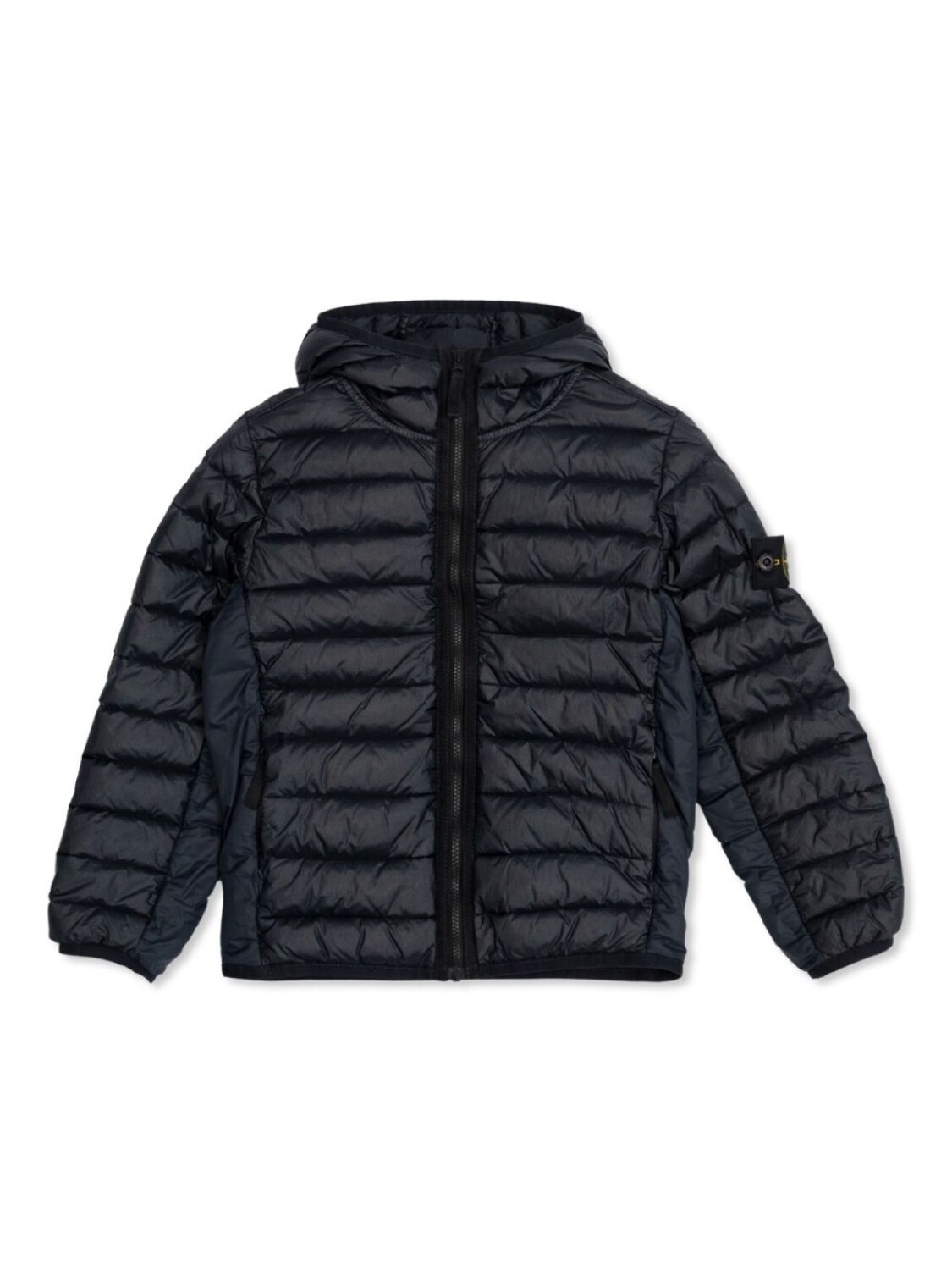 

Stone Island Junior стеганая куртка с капюшоном и нашивкой-логотипом, черный