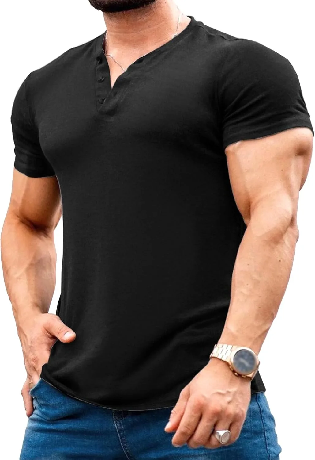 

Мужская футболка V-образным вырезом Slim Fit Aosufei