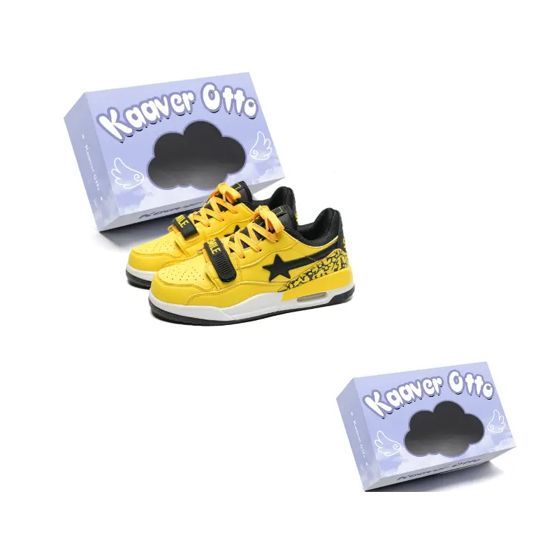 

KAAVER OTTO Износостойкие и легкие мид-топ скейтбордские кроссовки унисекс коробка - желтый черный, цвет Yellow Black