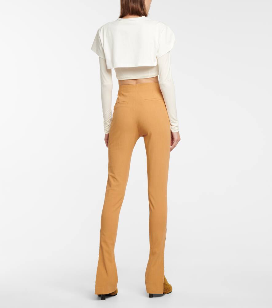Брюки Obiou с высокой талией и расклешенными штанинами Jacquemus, Camel  213pa01-213 107820 — фото 3