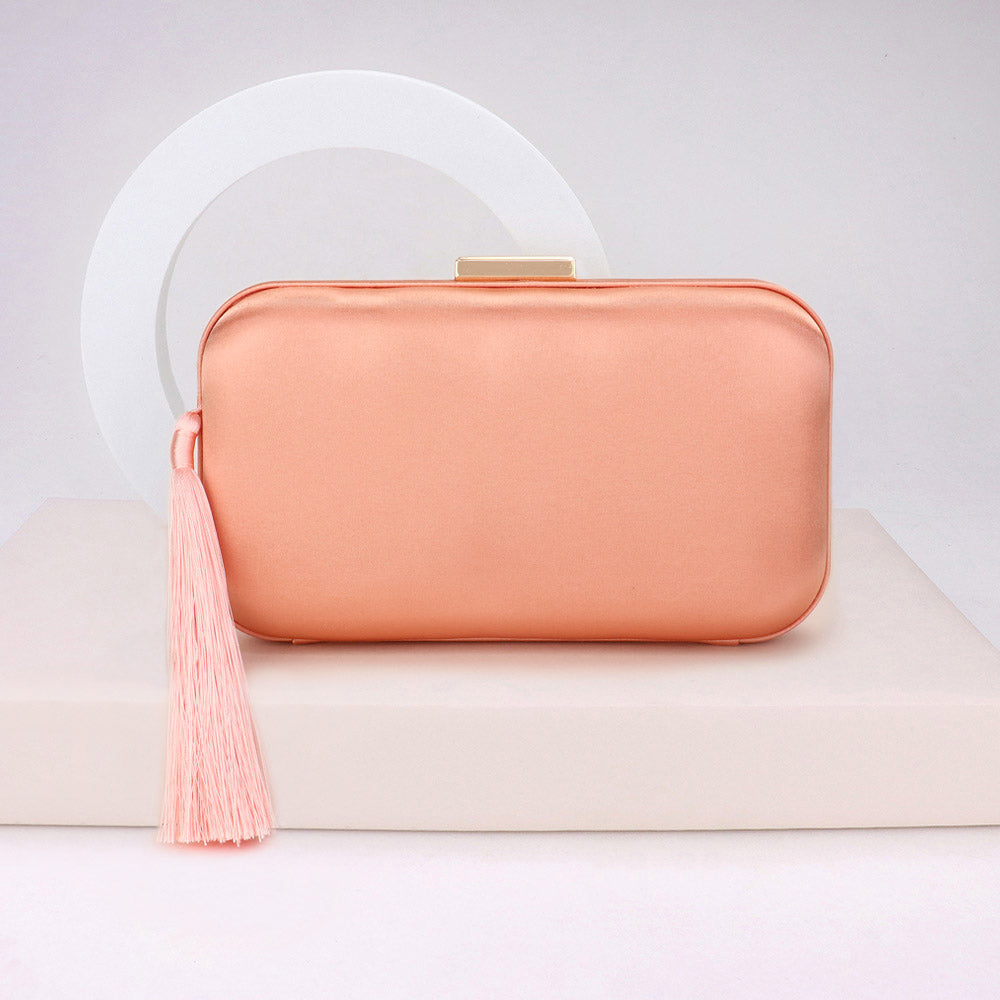 

Однотонный клатч / сумка через плечо с кисточками FASHNZFAB, персиковый