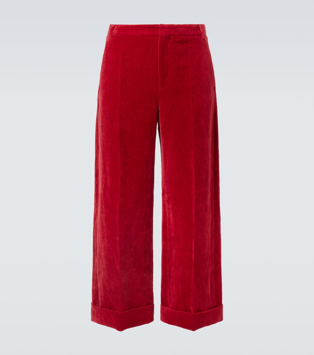 

Широкие брюки из хлопкового и льняного вельвета Valentino, Crab Red