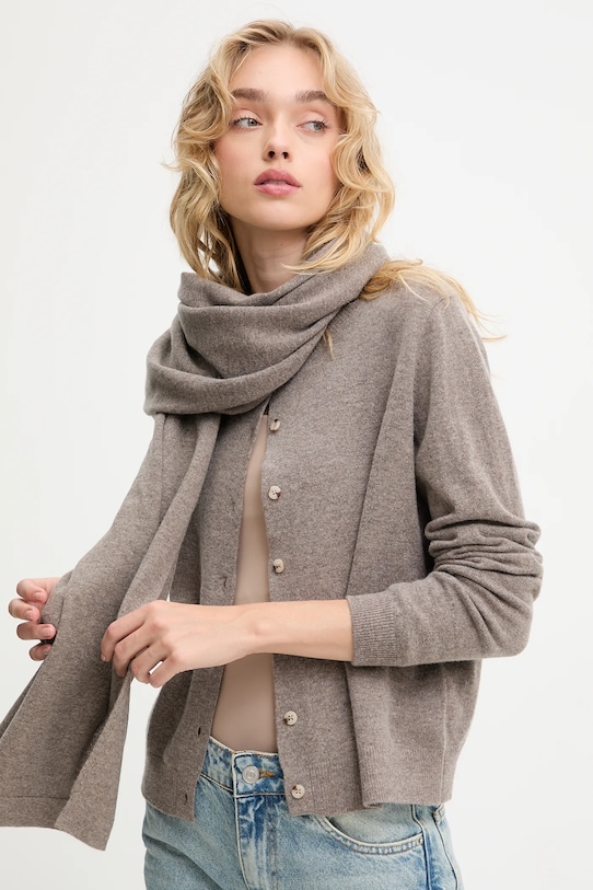 

Кардиган из мериносовой шерсти с шалью Answear.Lab, коричневый