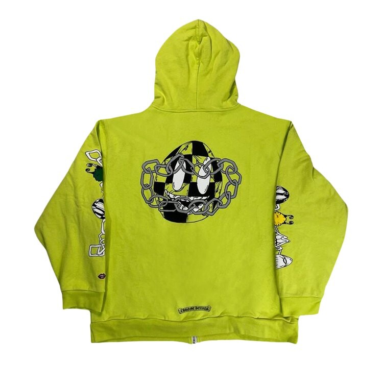 Худи Chrome Hearts Matty Boy Link Zip Up, лаймовый — фото 2