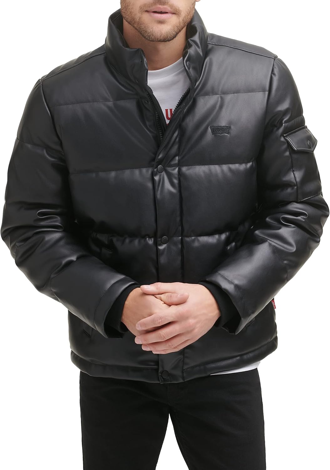 

Levi's Мужская дутая куртка-пуховик, Black Faux Leather