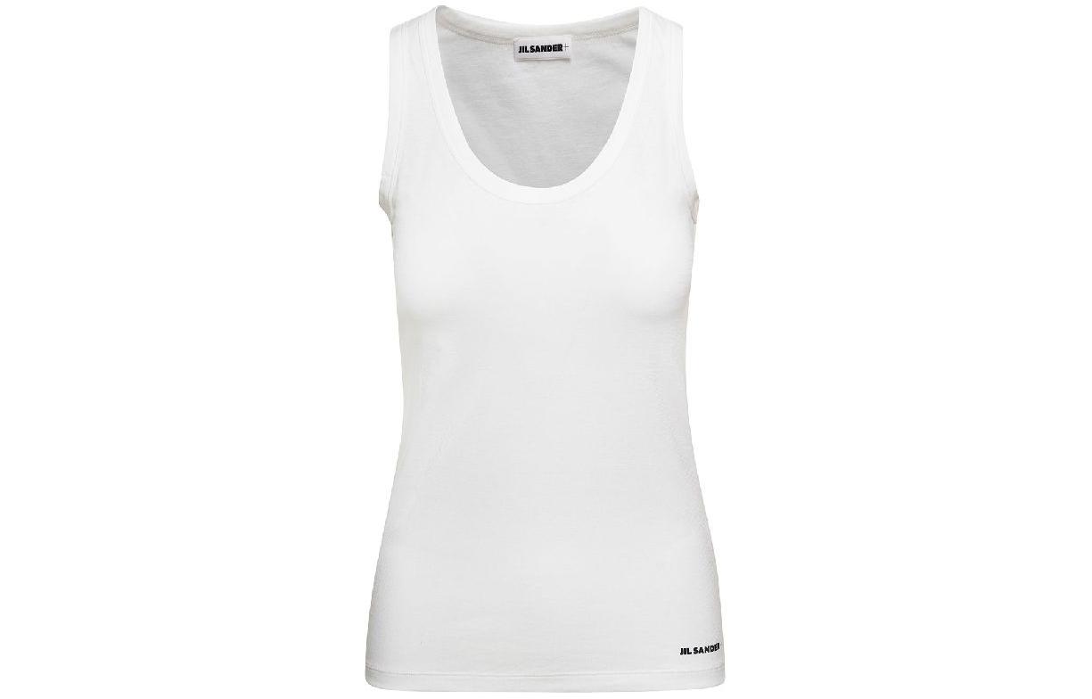 

Футболка майка с принтом логотипом JIL SANDER, белая