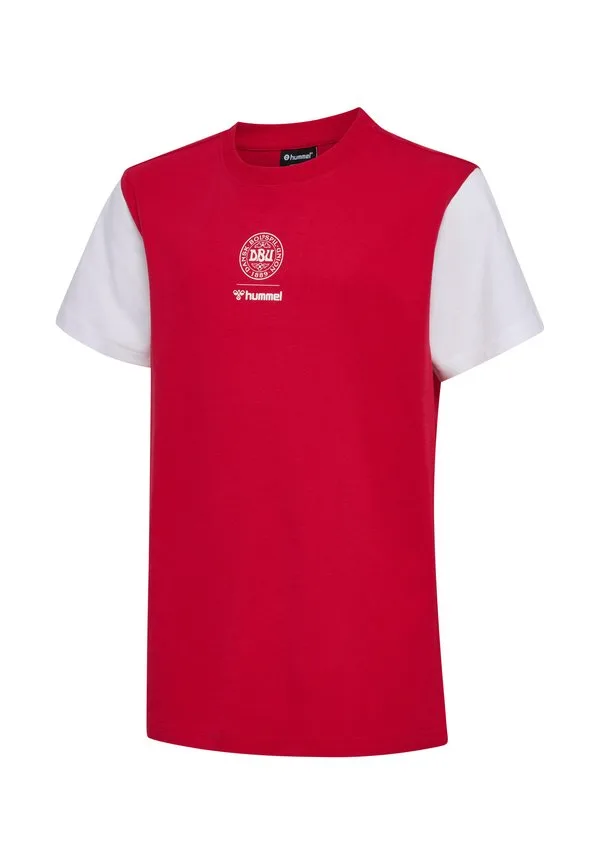 Футболка hummel dbu 26 fan красно-белая ss детская с принтом Hummel, Tango Red White — фото 4