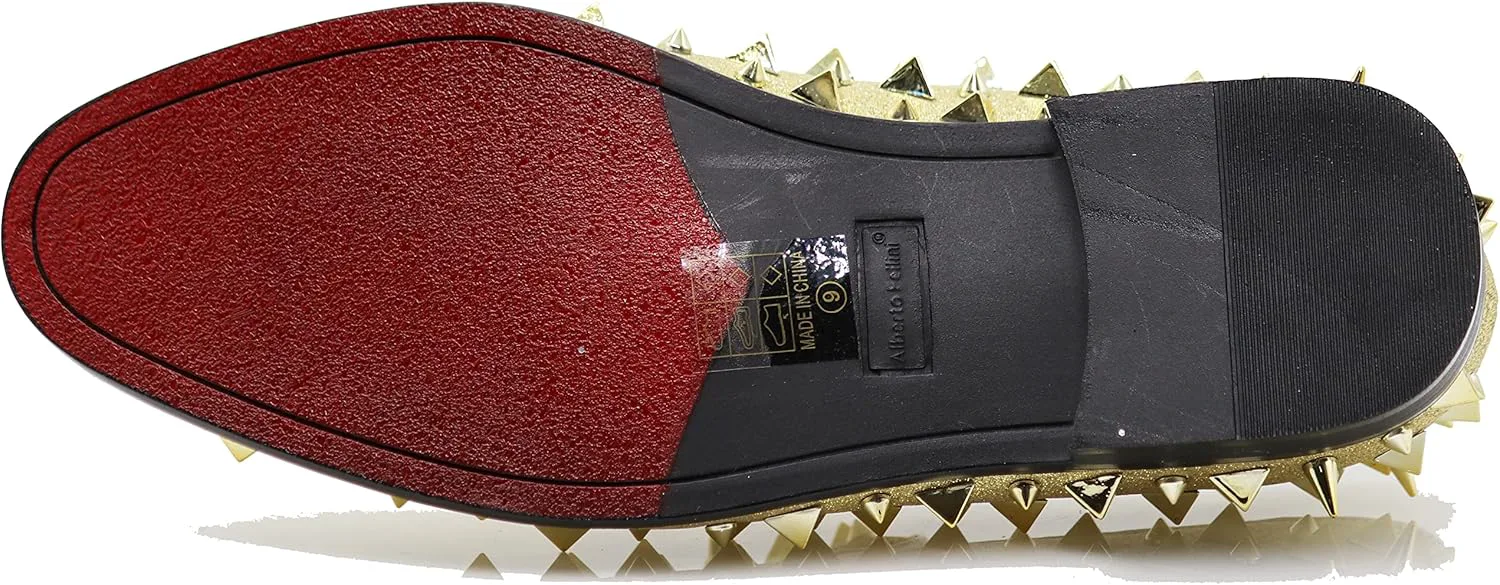 

Мужские винтажные лоферы SPK16 с шипами, слипоны, модная обувь, классические вечерние туфли-токседо Enzo Romeo, золотой