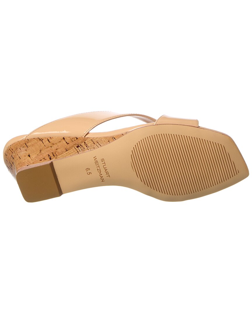 Stuart Weitzman Miami 50 Leather Wedge Sandal, Tan — фото 4