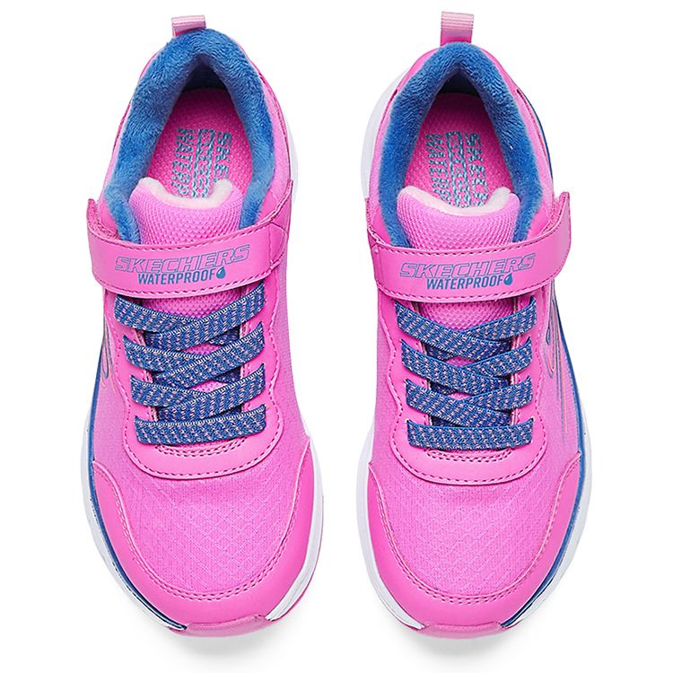 Skechers Kids Нескользящие и износостойкие теплые низкие детские кроссовки для бега розового и синего цвета — фото 4