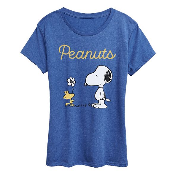 

Футболка женская с принтом Peanuts Snoopy & Woodstock Licensed Character, Heather Royal Blue