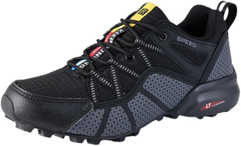 

Мужские летние легкие дышащие кроссовки Clolinde с сеткой на платформе для походов - повседневные кроссовки для комфорта весь день, черный