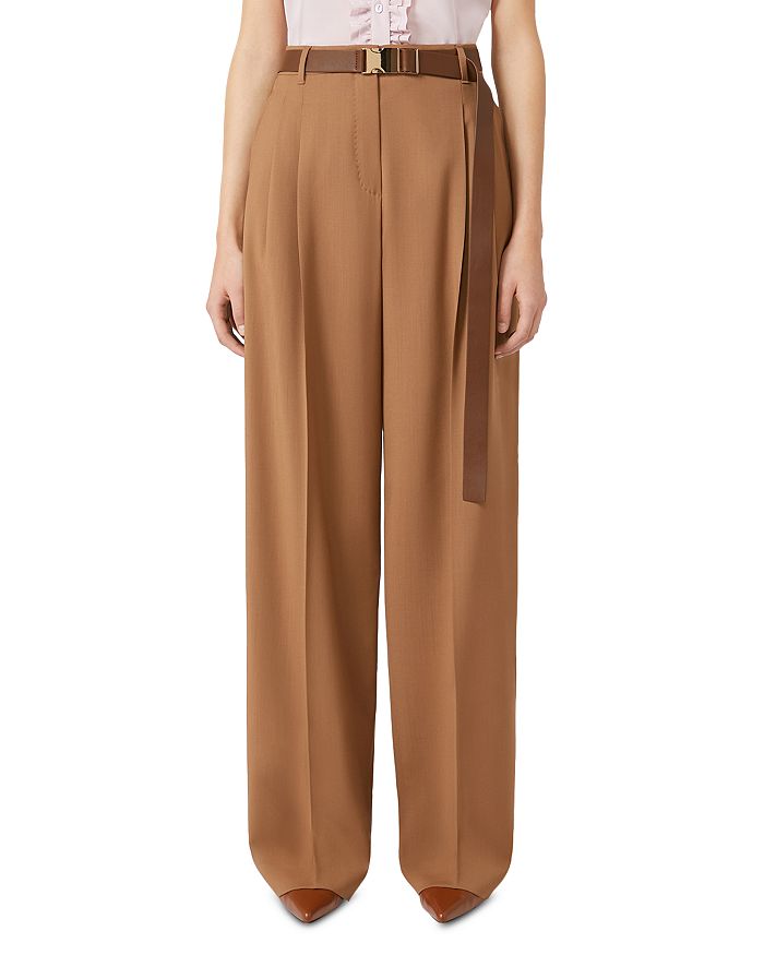 

Брюки из шерсти Bergamo с поясом Max Mara Studio, коричневый