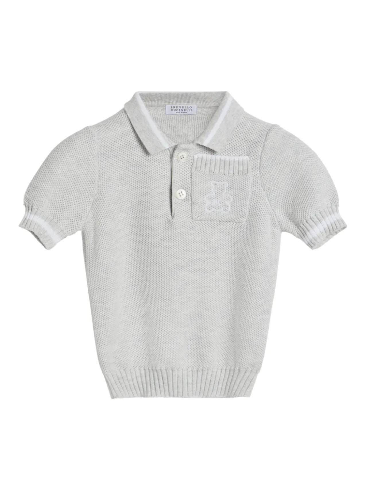 

Рубашка-поло Brunello Cucinelli Kids с вышитым логотипом, серый
