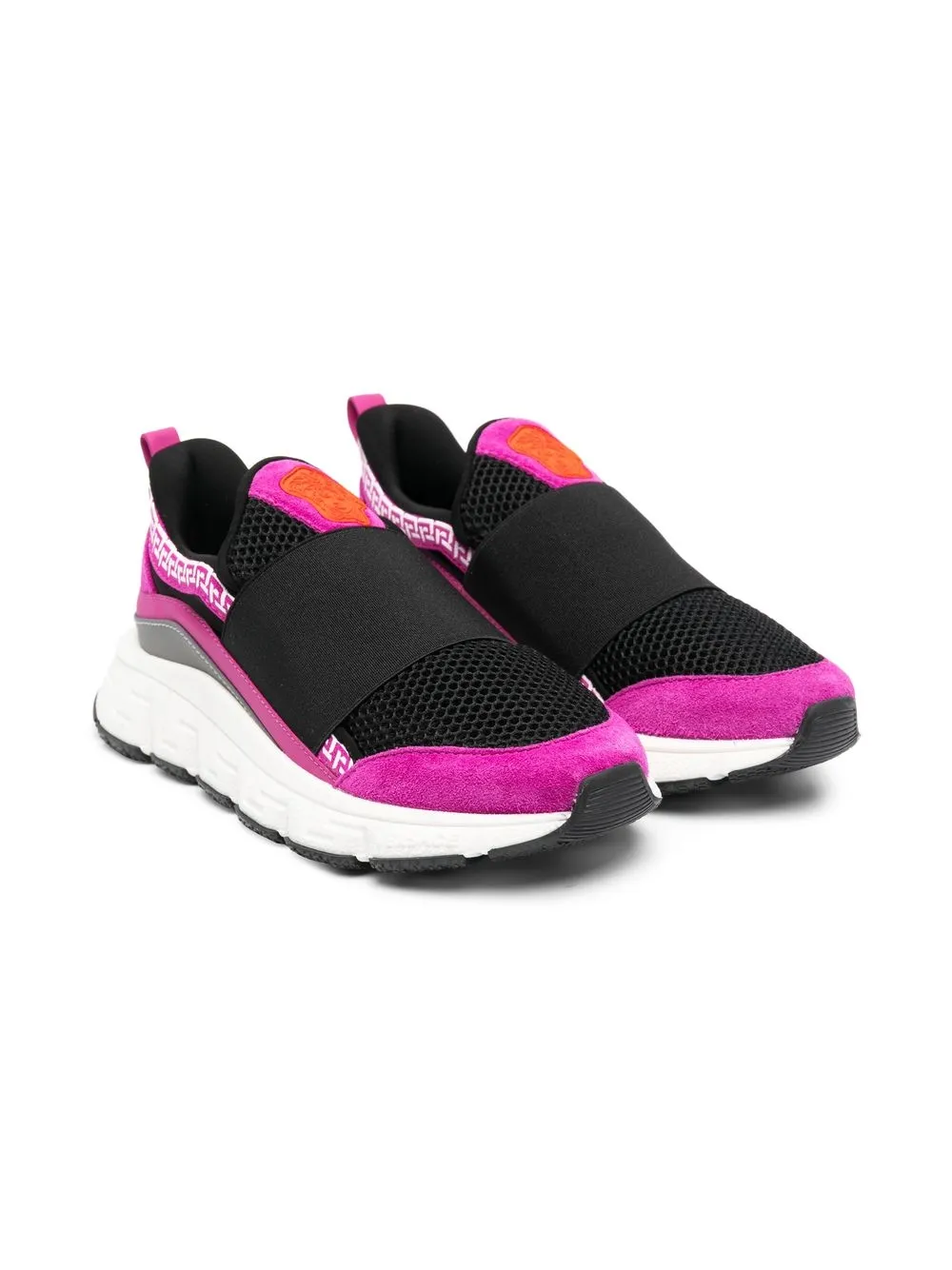 

Слипоны в стиле колор-блок Versace Kids, черный