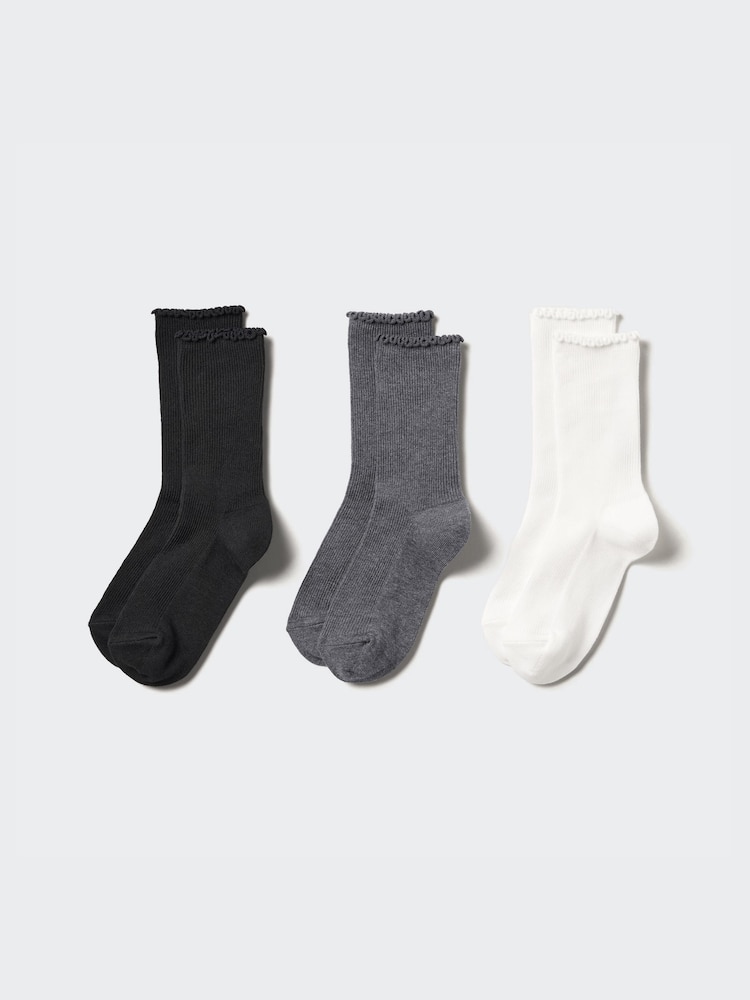 

Носки для девочек с оборками, 3 пары Uniqlo, цвет 09 черный