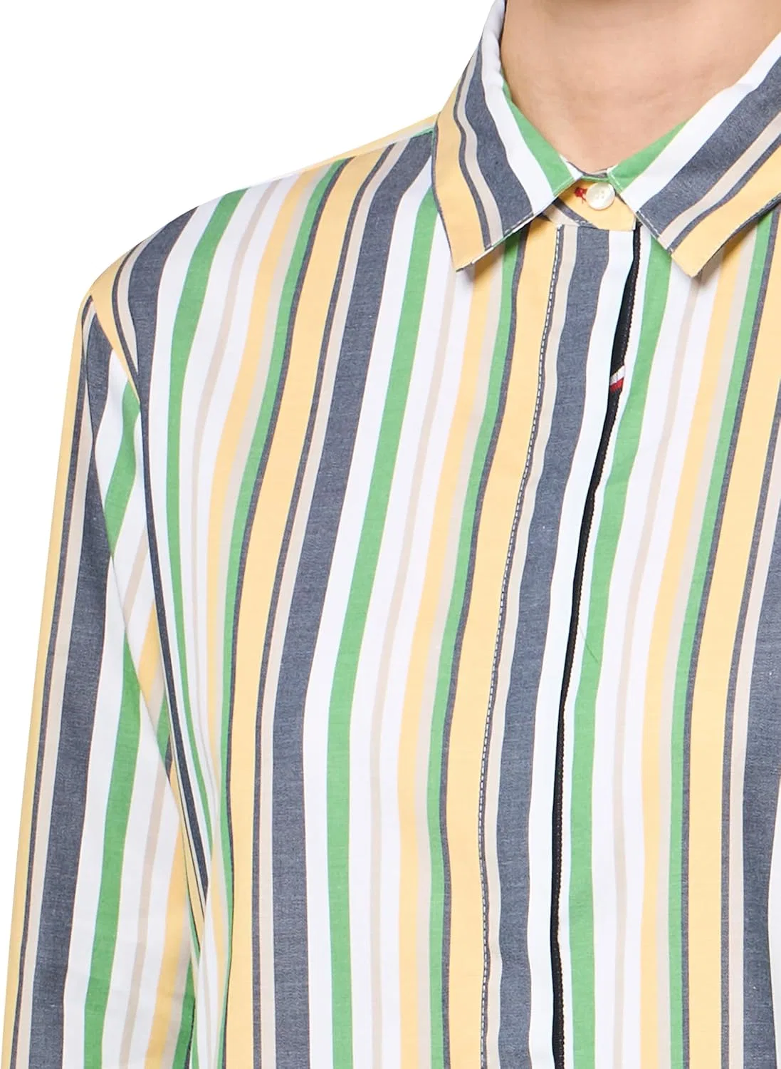 Блуза с отворотом, женская, Tommy Hilfiger, листовой мульти — фото 3