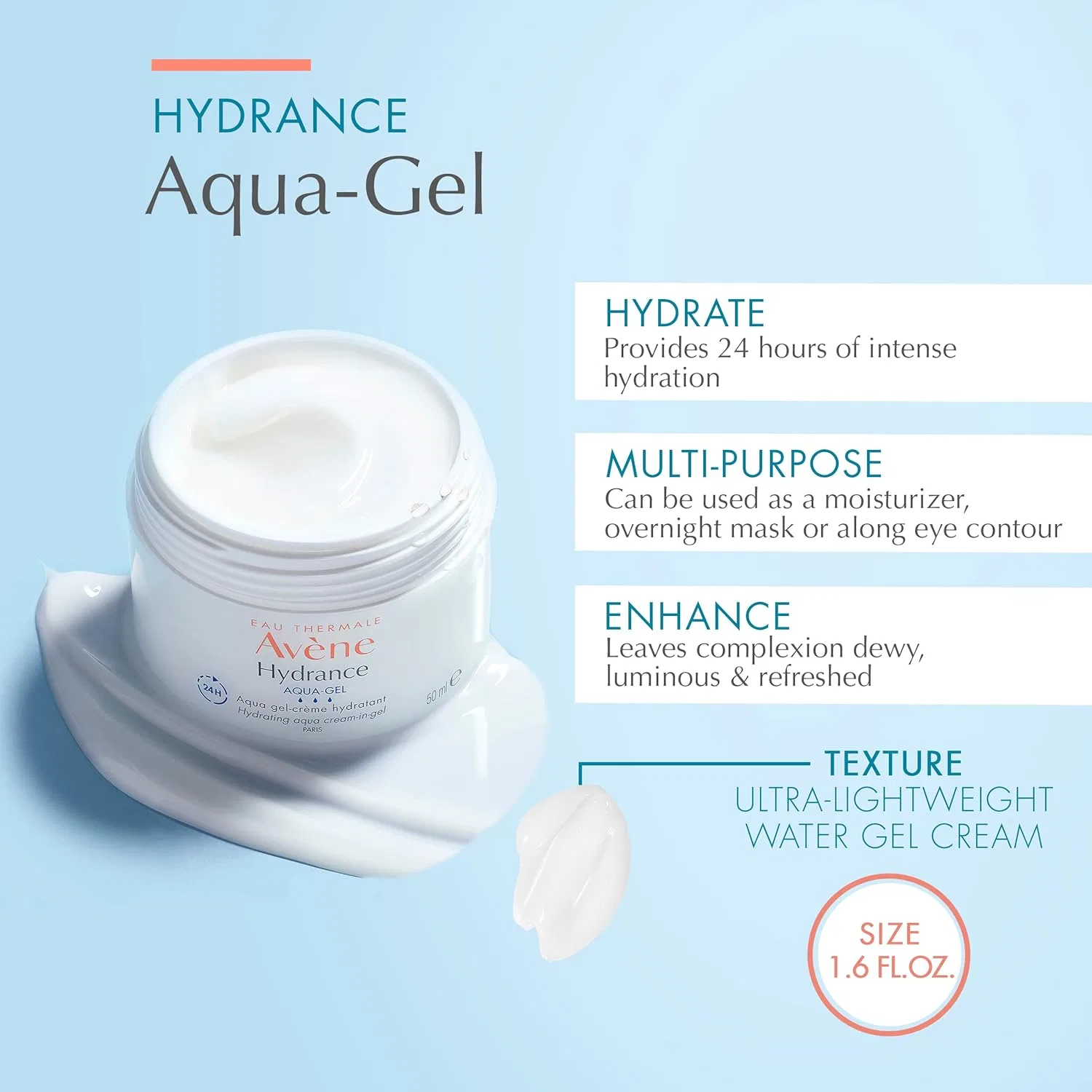 Увлажняющий гель-крем Hydrance Aqua Gel объемом 50 мл от Avène Avene — фото 2