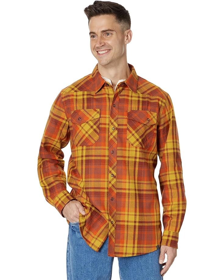 

Рубашка L.L.Bean Katahdin Performance Flannel, цвет Burnt Mahogany/Chartruese