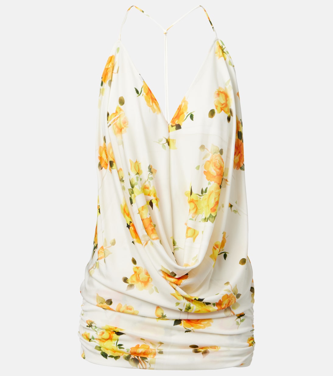 Топ из джерси с цветочным принтом и драпировкой Acne Studios, Orange/White