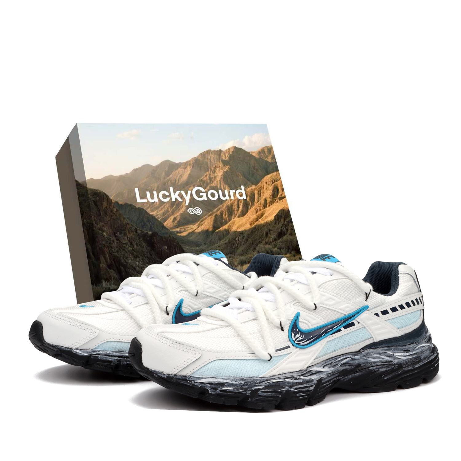 

Инициатор Износостойкие Дышащие Низкие Беговые Кроссовки Мужские Синий Nike, белый