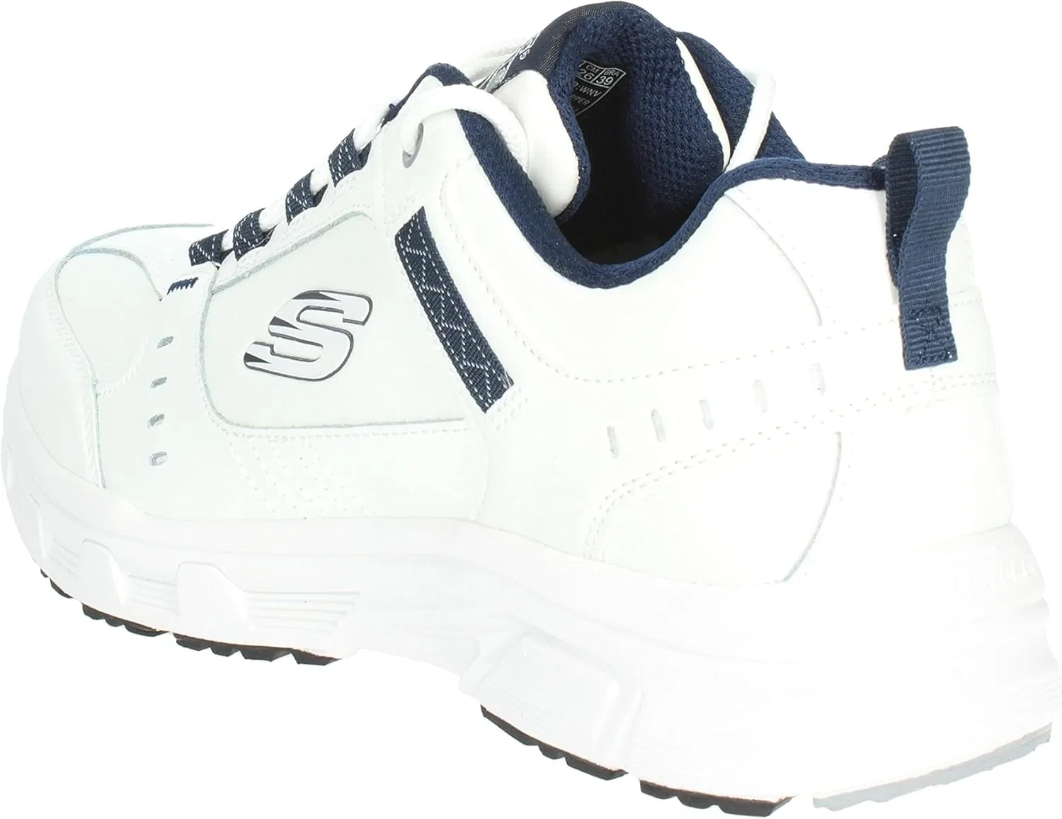 Мужские кроссовки Skechers Equalizer Deal Maker, White Leather Synthetic Textile Navy Trim — фото 2