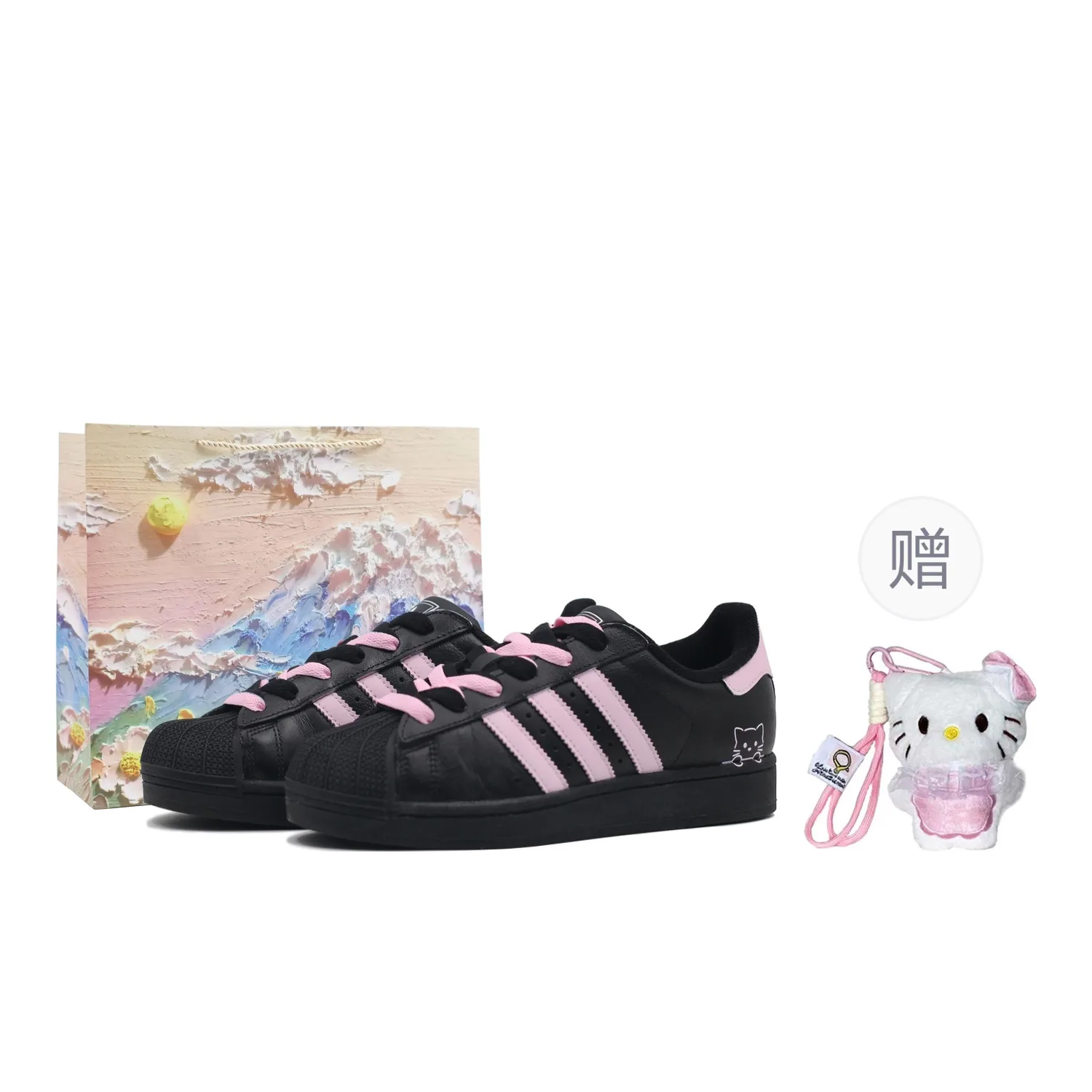 Adidas Originals Superstar 2 Leather Abrasion Resistant низкие детские скейтбординг кроссовки Black Pink