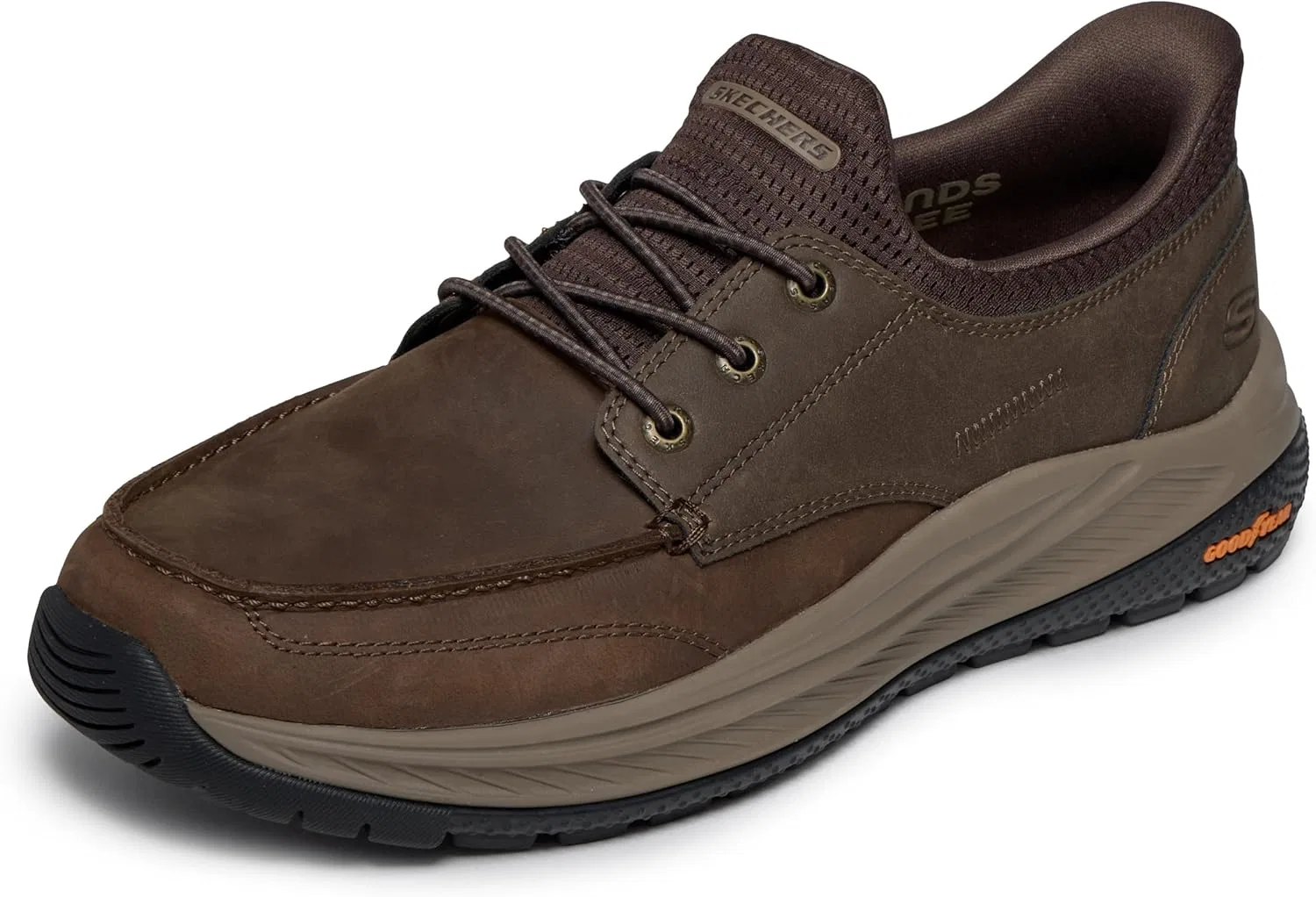 Мужские слипоны Skechers USA Meroe Ollie Moc Toe из кожи с эластичным шнурком, Coc