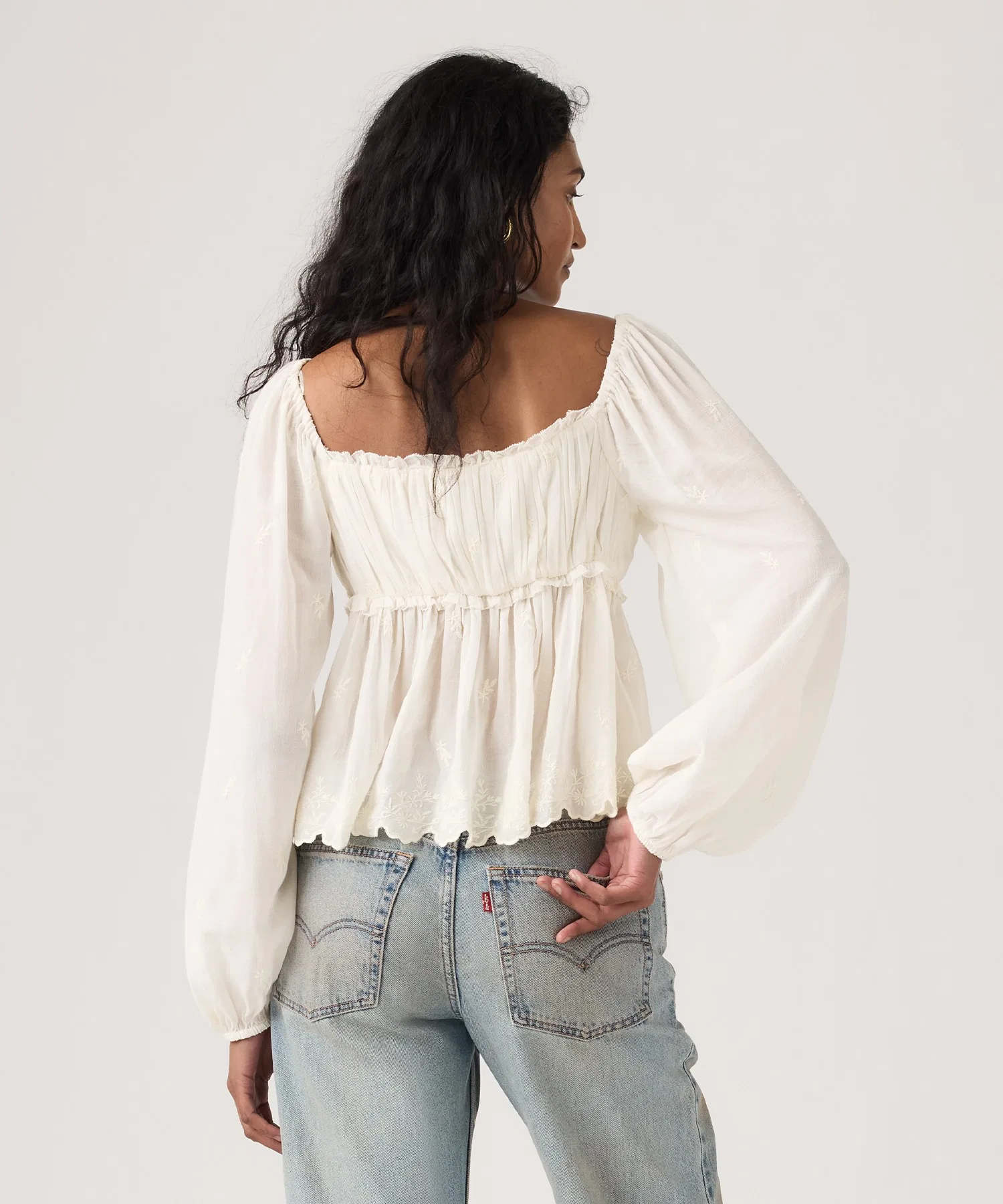 Женская блузка Levi's BOHO с длинным рукавом, белая — фото 2