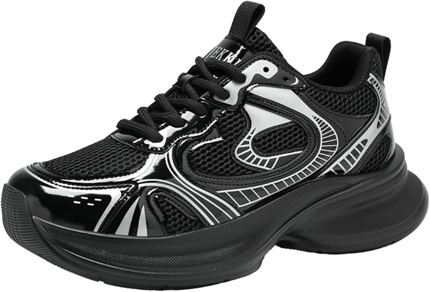 

Мужские повседневные кроссовки для ходьбы - модные массивные платформенные кеды, обувь в стиле «папа» на шнуровке для работы, тренировок и повседневного использования Kpdwfms, черный