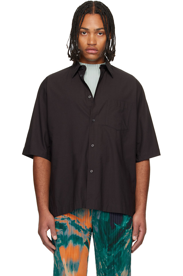 

Homme Plissé Issey Miyake Коричневая обтекаемая рубашка