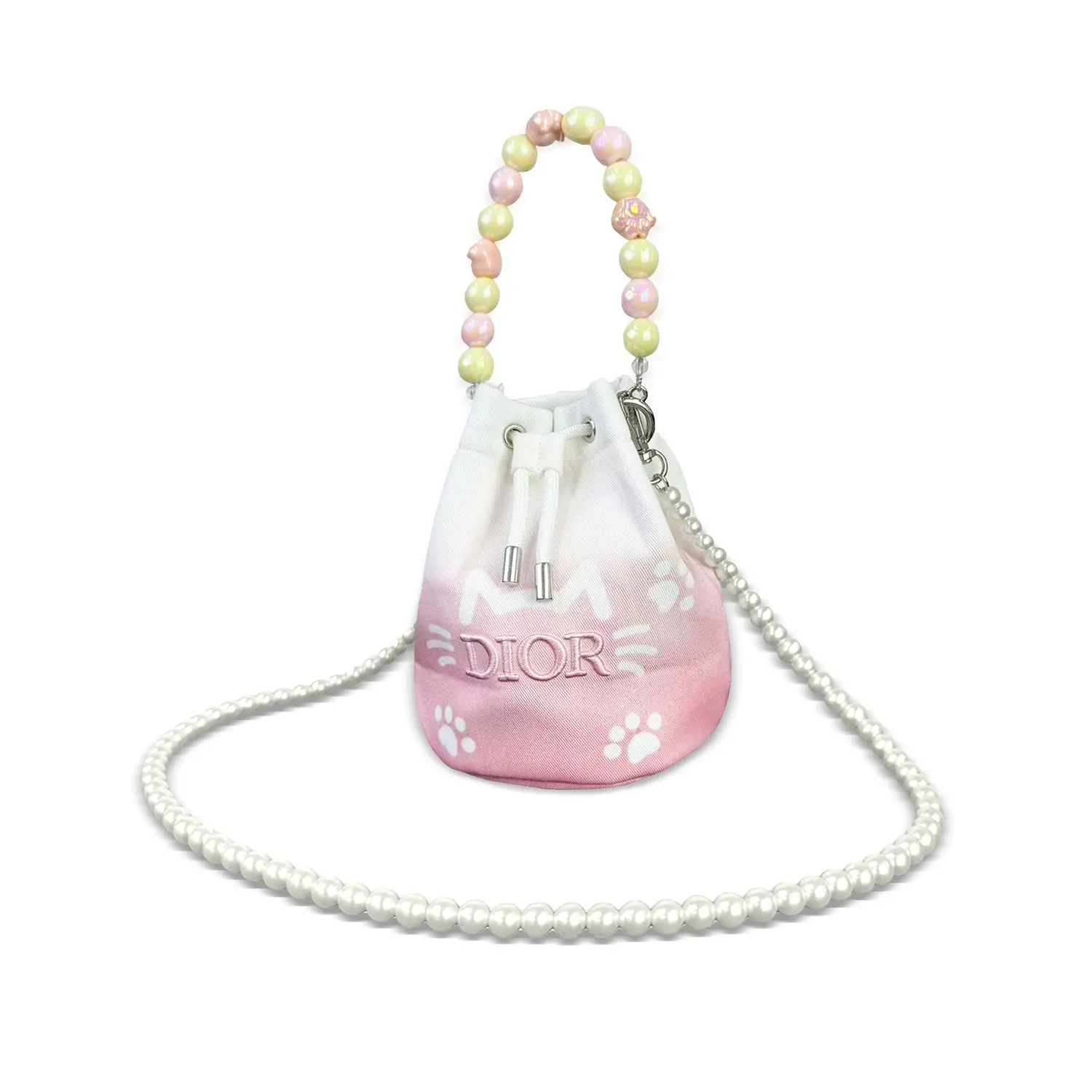 DIOR Пользовательская косметичка Kitten Journal Dopamine Dressing, кросс-боди, холст, розовая, односекционная 12*12*23 — фото 3