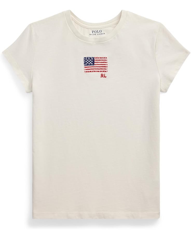 

Футболка Polo Ralph Lauren Kids Flag-appliqué Cotton Jersey Tee, цвет Nevis