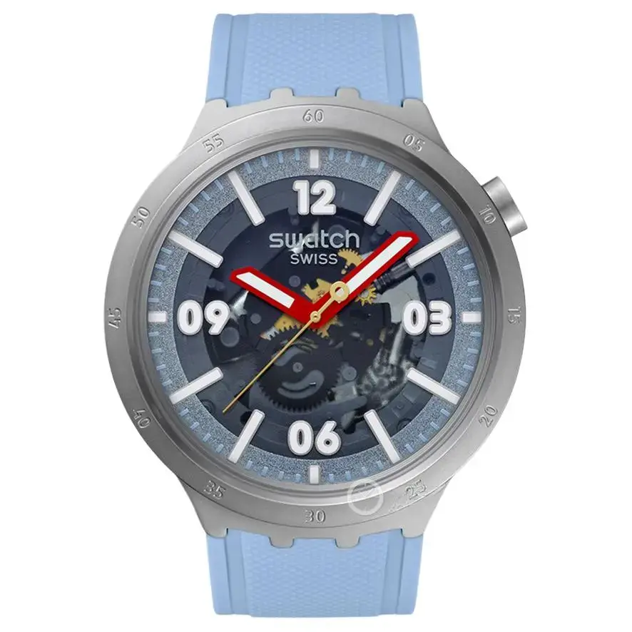 

Часы мужские кварцевый механизм коллекция essentials 47 мм скелетонизированный циферблат корпус из нержавеющей стали ремешок silicone SWATCH