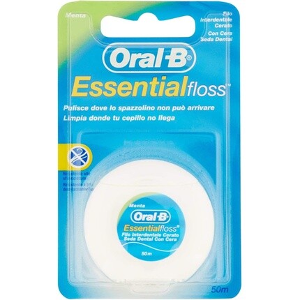 

Зубная нить Braun Oral-B Essential Floss, вощеная зубная нить, 50 м, вкус мяты, Oral B