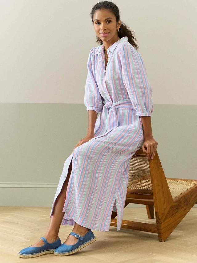 

Льняное платье-рубашка в полоску Brora, Multi