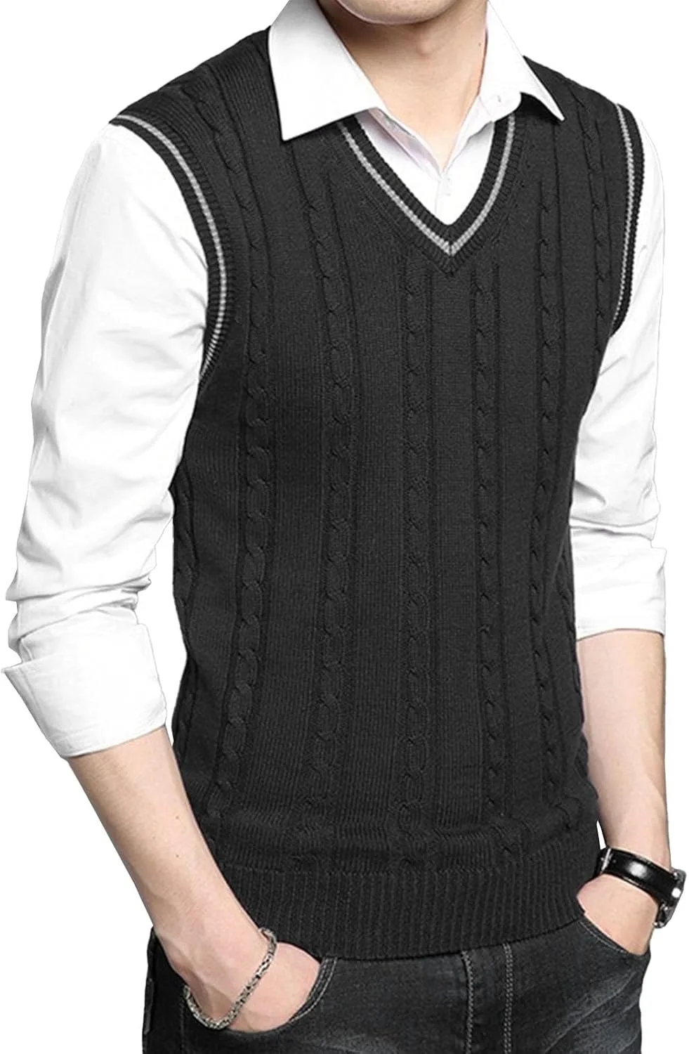 

Мужской жилет V-образным вырезом Slim Fit DGHM-JLMY