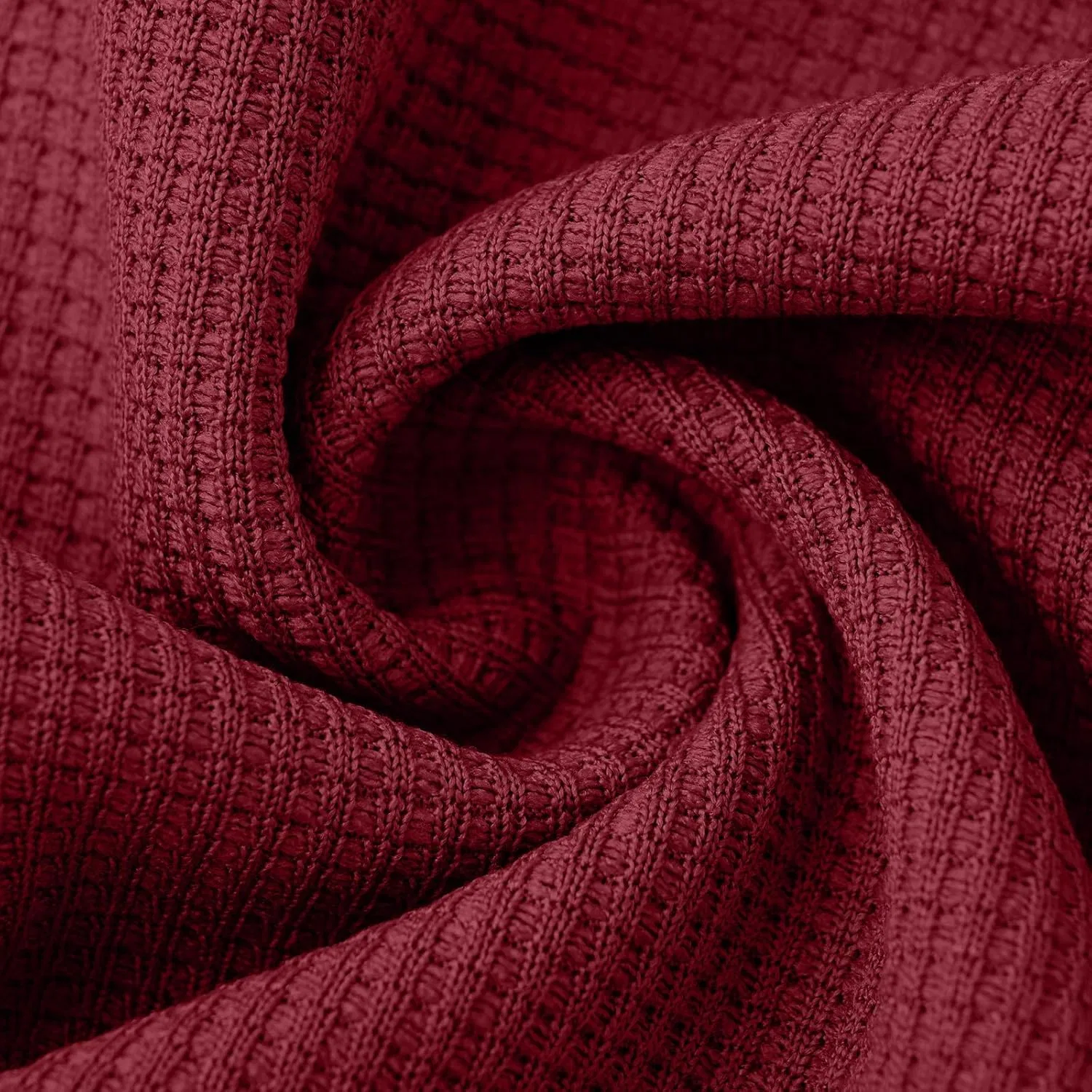 Мужская футболка поло с длинным рукавом, Waffle Henley, Red — фото 3