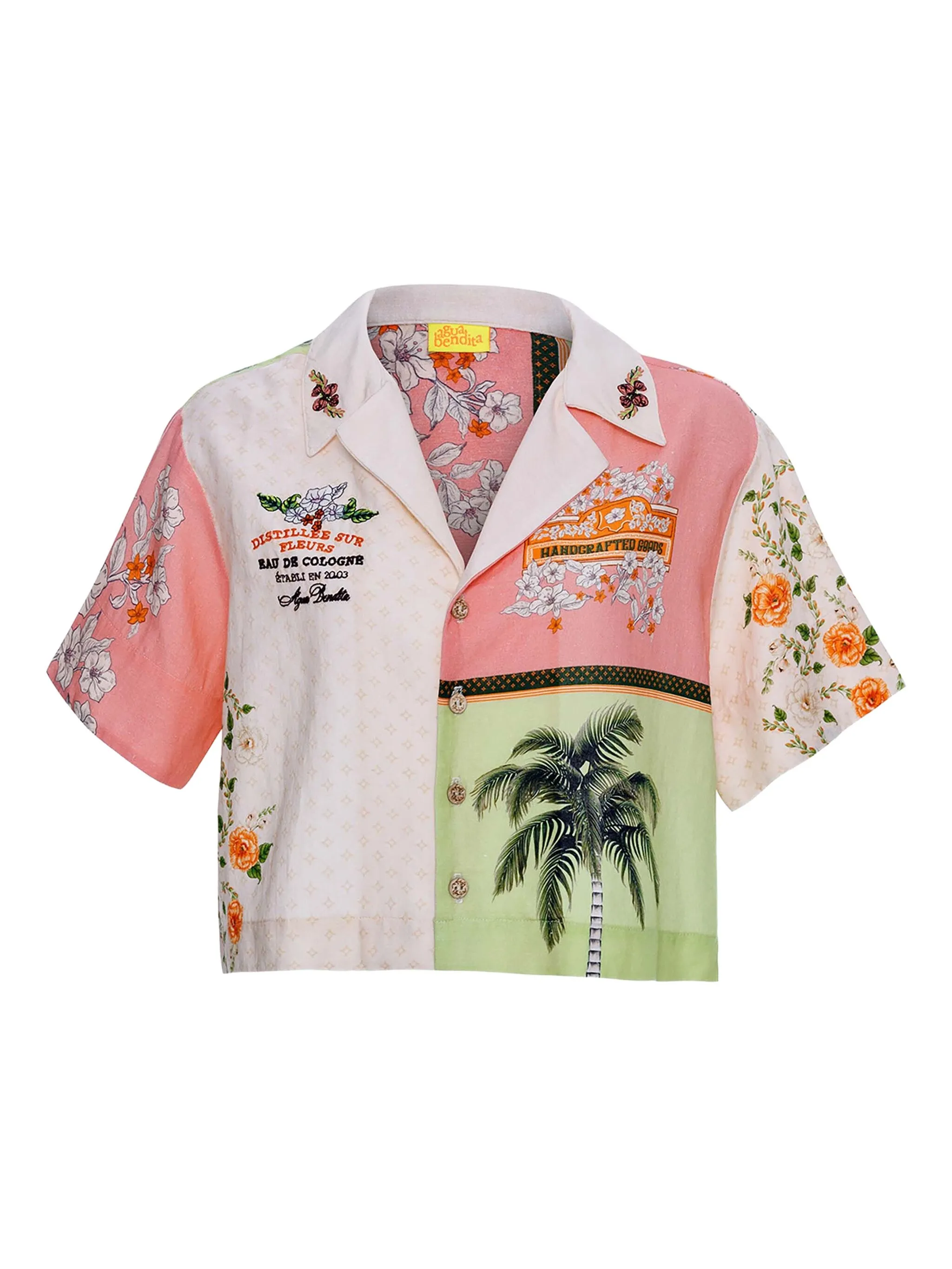 

Укороченная рубашка с цветочным принтом Agua Bendita, белый