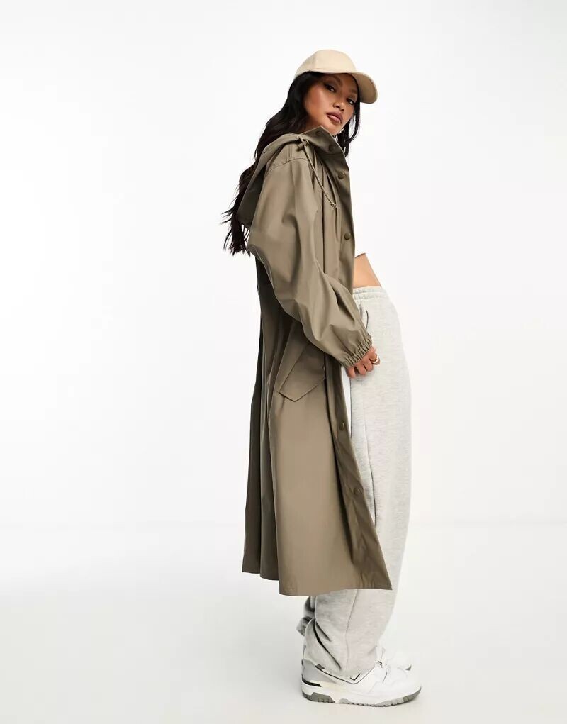 

Коричневая длинная прорезиненная парка-дождевик ASOS
