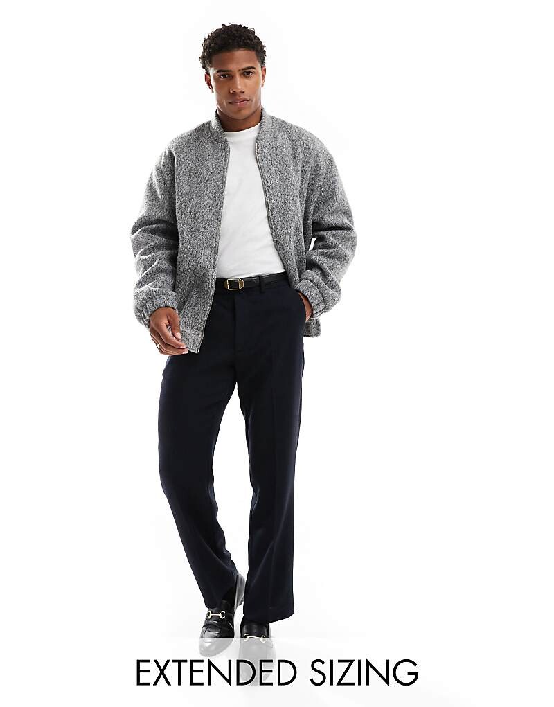 

Серый шерстяной бомбер оверсайз ASOS DESIGN