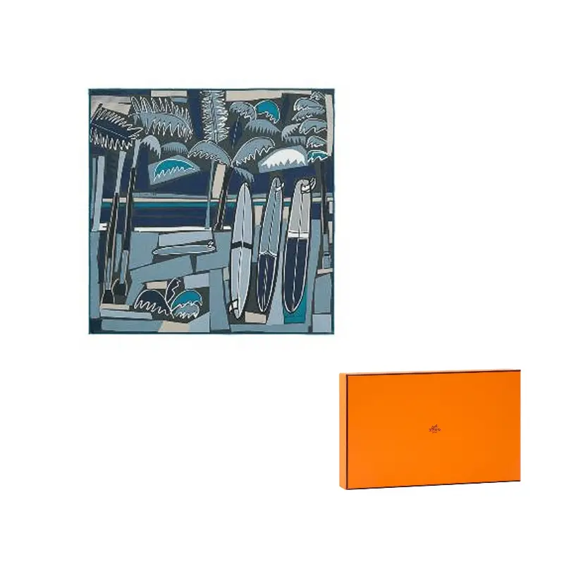 

HERMES Шёлковый шарф унисекс синий, Blue