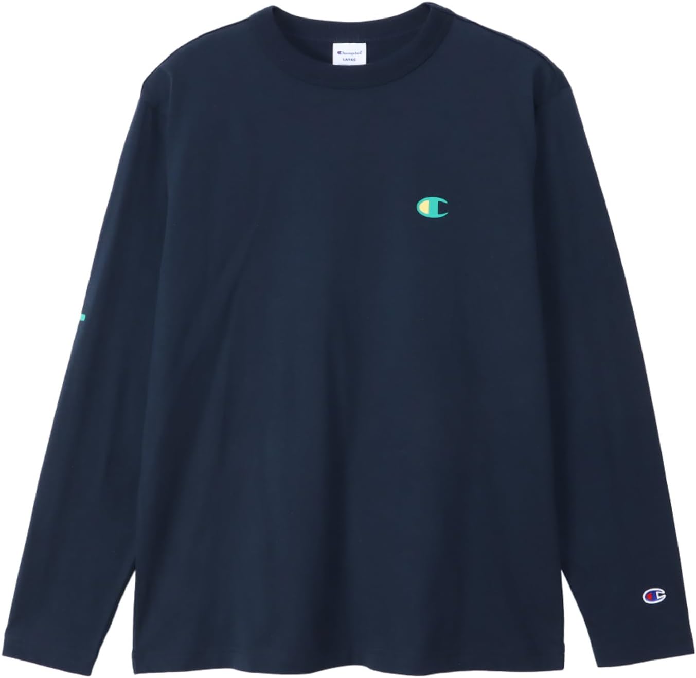 

Мужская футболка с длинным рукавом Champion, круглый вырез, 100% хлопок, логотип One-Point, базовая модель, C3-Z413, темно-синий
