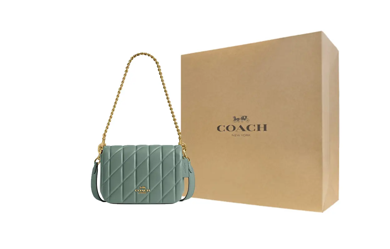 

COACH Кожаная портативная сумка через плечо малого размера женская зеленая
