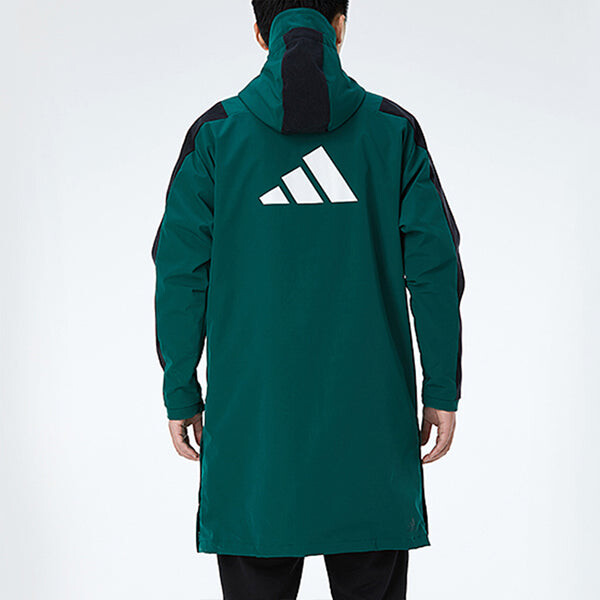 Куртка casual sports windproof fleece lined stay warm hooded windbreaker jacket green Adidas, зеленый — фото 4