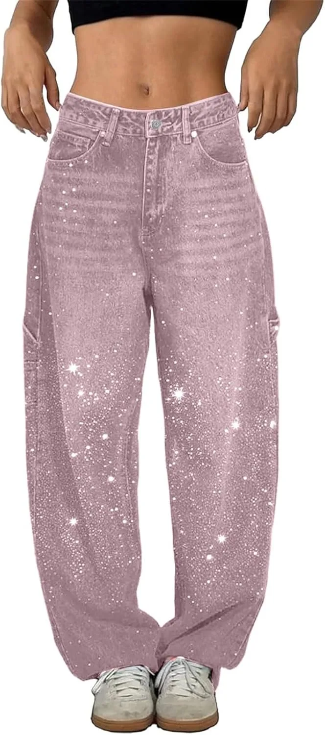 

Джинсы женские Straight Wide Leg High Waisted