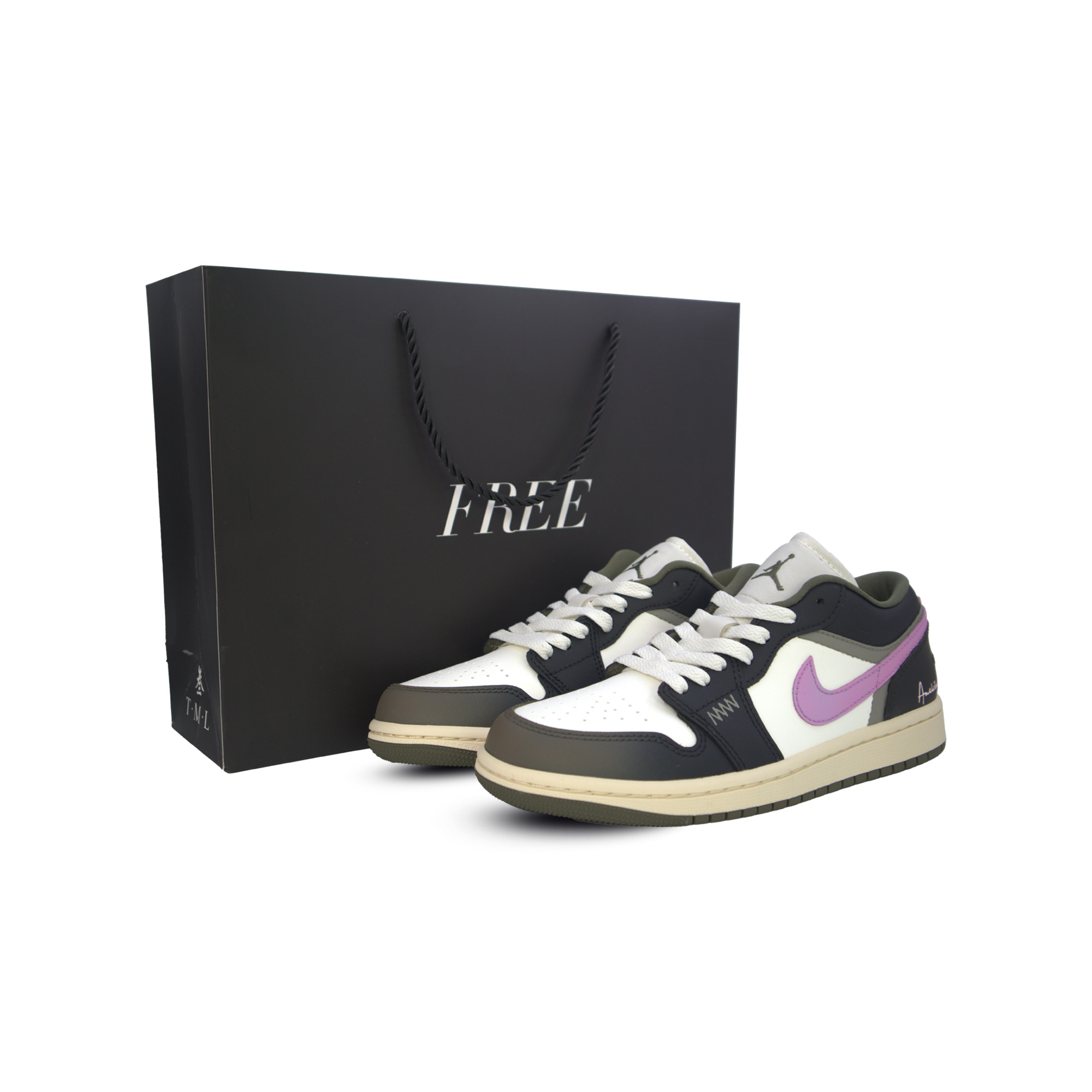 

Air 1 Discretion, с сумкой для покупок Износостойкие низкие винтажные баскетбольные кроссовки Unisex Jordan, черный