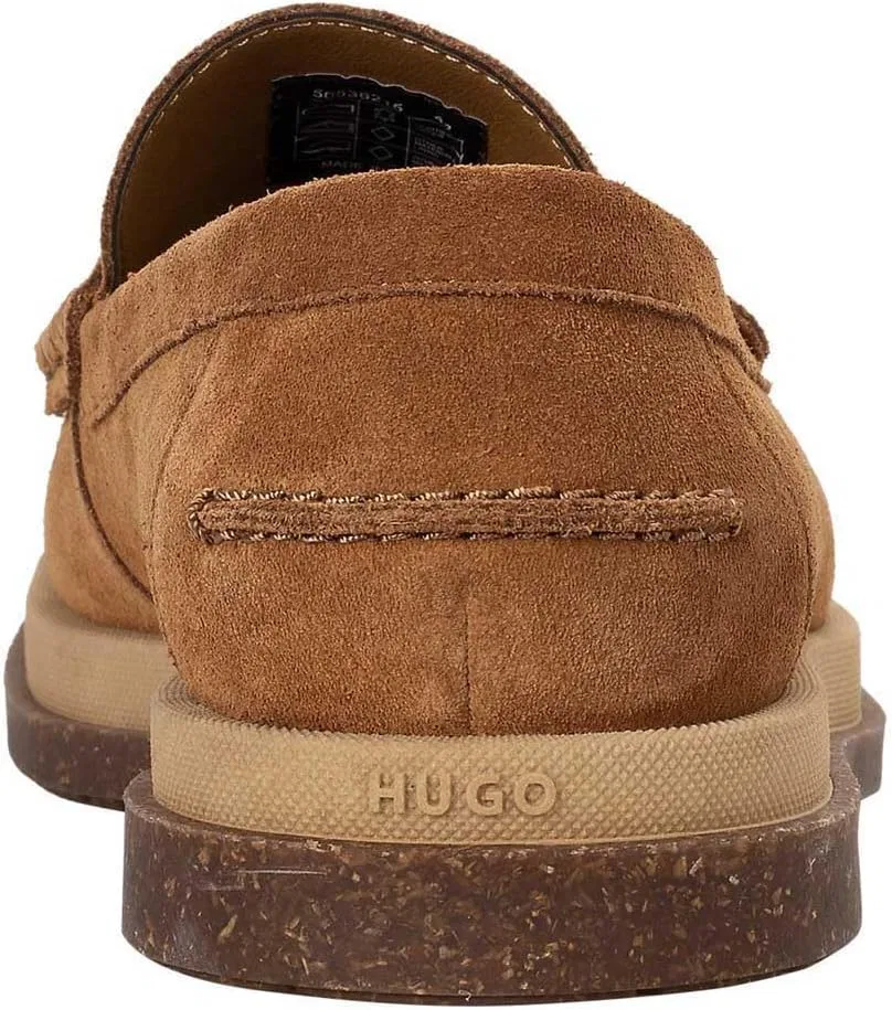 Мужские мокасины HUGO Chaol Mocc из замши с деталью в виде лоферов. Размер, Beige Khaki250 — фото 4