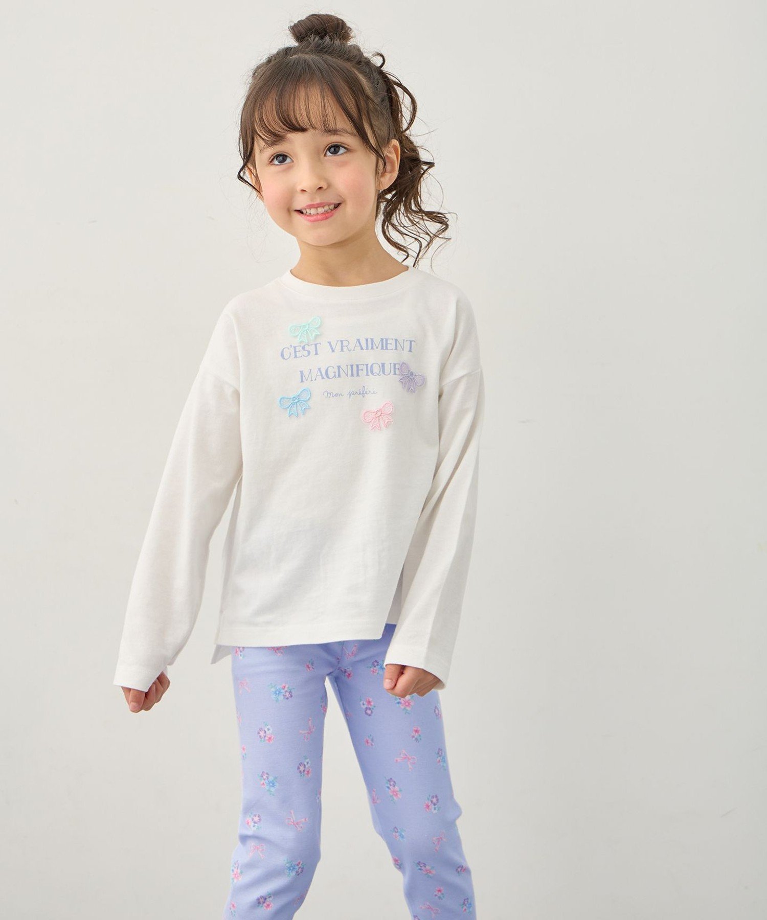 Футболка с длинными рукавами и принтом логотипа [100% хлопок] ANY KIDS, Off-white [001] — фото 2